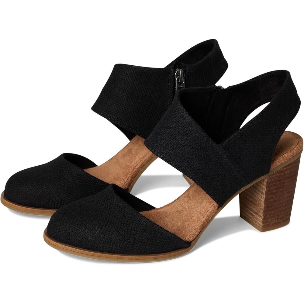 Toms Majorca Pumps Women's US 6 Black Side Zip Closed Toe Block Heel GAL2061
